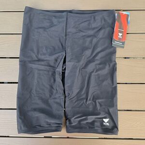 TYR Men's Tyreeco Nylon Solid Black Swimsuit Jammer Sz 38 NEW